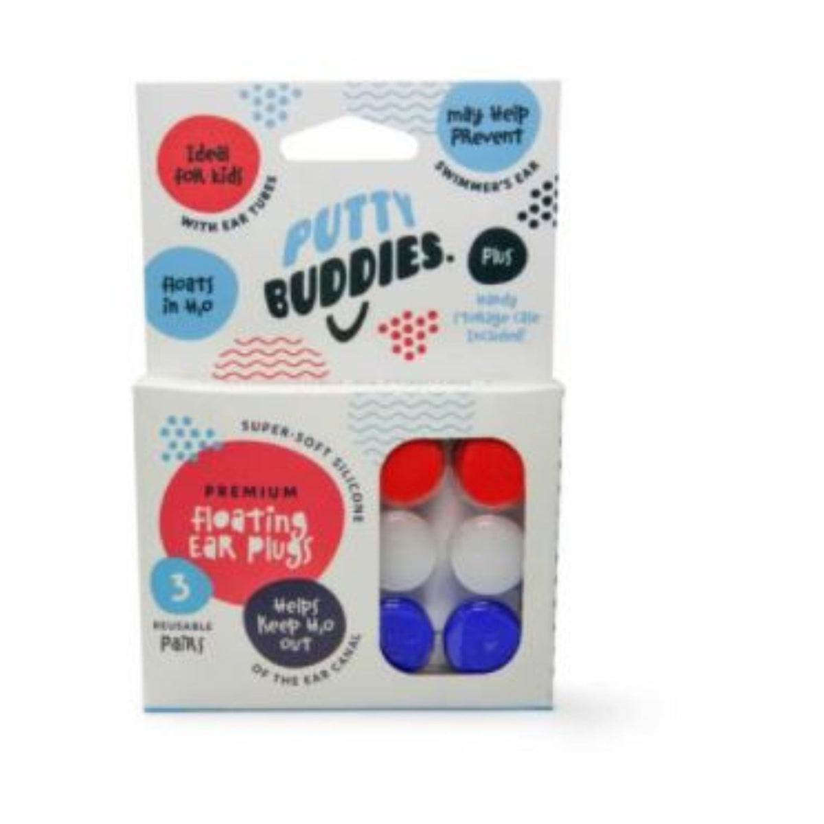 Putty Buddies FLOATING Earplugs - 3 Pack (Red/White/Blue) — ADCO ...