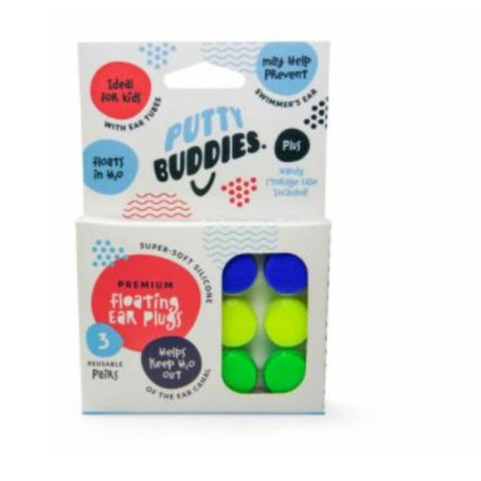 Putty Buddies FLOATING Earplugs - 3 Pack (Blue/Yellow/Green)