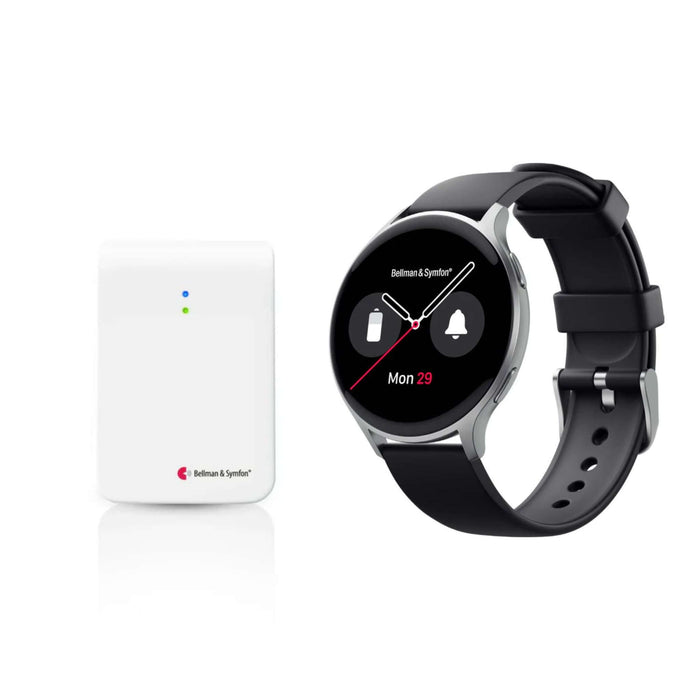 Bellman Bluetooth Watch Receiver with Bridge Transceiver featuring a smartwatch and transceiver unit.