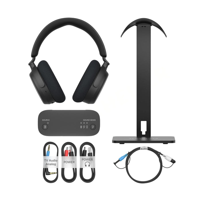 Sennheiser RS 275 package contents including cables and charging stand