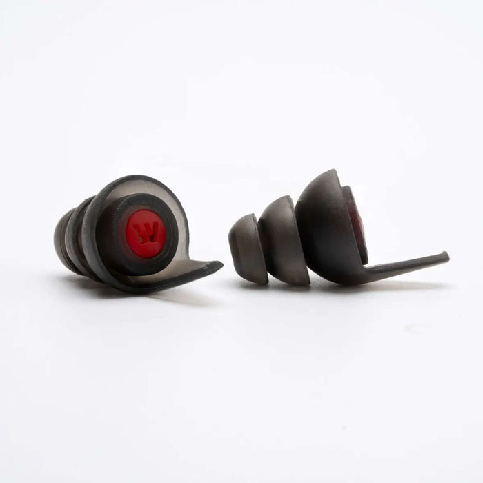 TRU Motorsports Universal Fit Hearing Protection in a close-up view, showcasing the ergonomic earplug design.