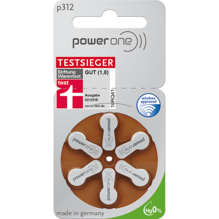 Power One Hearing Aid Battery Size 312 (P312)
